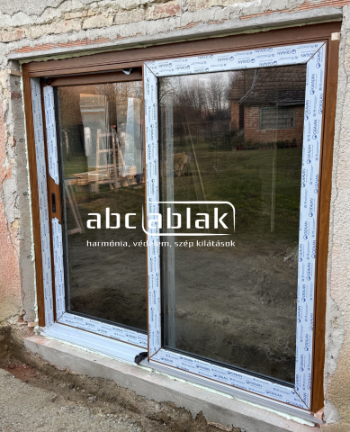 erkélyajtócsere, emelőtoló, aranytölgy színű